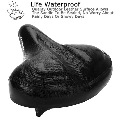 Ultra Comfortable Oversized Bike Seat With Memory Foam Padding and Extra Wide Soft Saddle, waterproof finish, side view