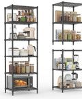 Heavy Duty Six Tier Metal Wire Shelving Rack With Rust Resistant Carbon Steel Frame displaying kitchen appliances and storage jars