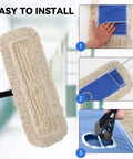 Top Notch 36 Inch Microfiber Dust Mop Head Replacement For Heavy Duty Commercial Floor Cleaning And Janitorial Supplies Blue Three Pack Refills easy installation steps