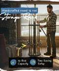 Man using 16 Rod Round Fishing Rod Holder For Garage With 360 Degree Access Keeps Up To 16 Rods Reels In Camouflage Finish