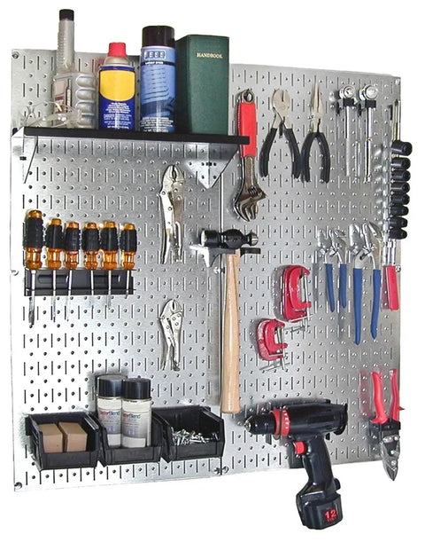 Galvanized Steel Pegboard Pack For Garage And Workshop Tough As Nails Pegboard Panels Ten Times Stronger Than Ordinary Pegboard 32 Inch Tall By 16 Inch Wide Ready For Slotted Hooks Shelves And Brackets On Concrete Walls