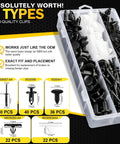 Jeep Fender Flare Clips Kit With 5 Size Fastener Retainers for 2007-2022 Wrangler JK JL and 2005-2010 Grand Cherokee Liberty