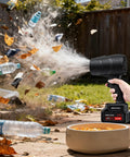 Person using Beast Cordless Leaf Blower With 350000 RPM Turbo Motor and Lightweight Handheld Design to clear yard debris