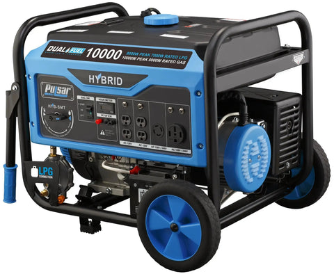Dual Fuel Portable Generator With Switch And Go Tech And Electric Start, 10,000W Peak, 8,000W Rated Gas, on wheels