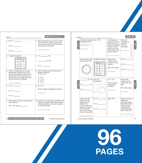 Common Core Math 4 Today 3rd Grade Workbook For Daily Practice In Class Or Homeschool Telling Time Fractions Addition Subtraction