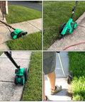 3 Pack 8 Inch By 2 Inch Edger Blades With 1 Inch Center Hole Fits Stihl Ego Echo Ryobi Kobalt Edgers in action on lawn edges.