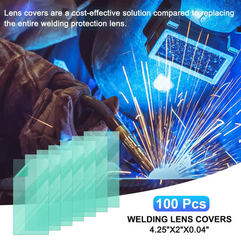 Workhorse Transparent Welding Lens Covers 100 Pack Real Deal Clear Filter 2X4 Replacement Shield tough as nails spatter protection.
