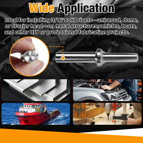 A1620 Pneumatic Air Hammer Rivet Bit Set For 3/16 Inch Universal Rivets with automotive and marine applications