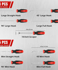 Nine Piece Precision Pick And Hook Set With Scraper And Magnetic Telescoping Tool Kit for auto and electronics hand tools display.