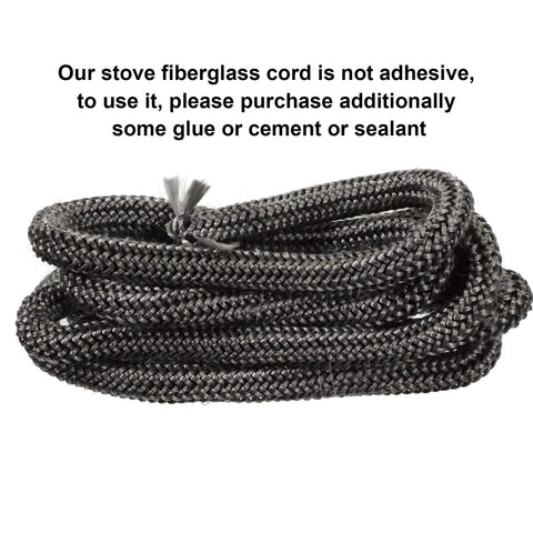 Boao fiberglass stove door gasket rope, 1/2 x 84 in, black braided, close-up