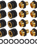 Three Quarter Inch Garden Hose Quick Connectors Kit, Aluminum Male And Female Quick Connect Fittings, Eight Pack With Washers