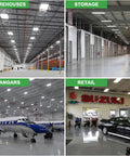Heavy Duty Led Linear High Bay Shop Lights 410W Cranking 60600 Lumens 0 To 10V Dimmable Rotatable Hanging Fixture 5000K Daylight in warehouses and retail settings
