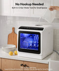 Hassle Free Portable Countertop Dishwasher With Six Smart Wash Cycles And Ultra Quiet Forty Decibel Operation For Smooth Apartment Living Without The Plumbing Headache, filling built-in water tank.