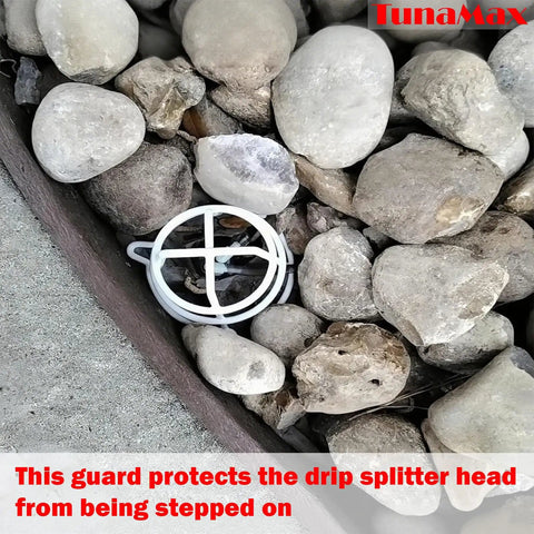 Straight Up Heavy Duty White Sprinkler Cage Guards Designed To Block Accidental Hits On Recessed Ceiling Pipes among rocks.