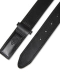 Close-up of No Metal Visible Mechanic Belt For Men Black Large No Scratch Belt with hidden buckle and durable stitching, black.