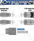 Drop-In Flat Face Hydraulic Quick Connect Coupler With One Inch Npt Threads And Dust Caps For Tractor And Backhoe ISO 16028 measurement diagram.