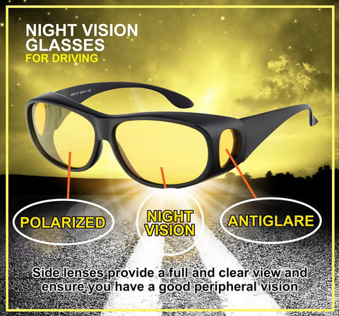 Upgrade Your Night Shift With These Slick Yellow Tint Night Driving Glasses Loaded With Anti Glare Polarized Lenses For Ride Safe Night Drives And Dope Crystal Clarity For Men And Women Cruising City Streets