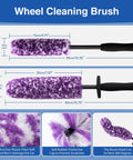 4 Pack Wheel And Tire Cleaning Brush Kit For Cars, Motorcycles, RVs And Trucks, Ultra Soft Synthetic Woolies, 360 Bendable Bristles, No Spatter, Includes Stiff Tire Brush And Soft Detailing Brush For Rims, Hubs And A Next Level Clean, purple woolie brush