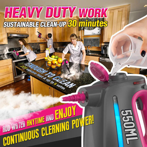 Heavy Duty Handheld Steam Cleaner With Lockable Steam Button And 11 Accessories cleaning kitchen surfaces with steam