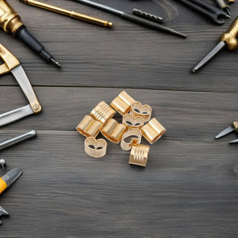 Copper Crimp Connectors For GT2 Timing Belts Built Tough Fast Fix For 3D Printer Mods in a workbench setting.