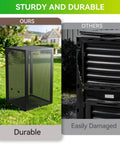 Heavy Duty 2 In 1 Outdoor Compost Bin With Lid, Large 93/130 Gallon Garden Waste Cage next to damaged bin comparison