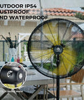 Whisper Quiet Industrial Outdoor Pedestal Oscillating Fan With Remote Control 20 Inch 4000 CFM Brushless DC Motor Waterproof