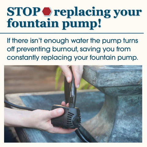 Low Water Shut Off Fountain Pump With Auto Shut Off To Prevent Burnout, 80 GPH, 2 Ft Pumping Height in use by a fountain