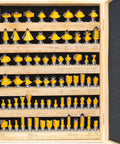 70 Piece Router Bit Set With 1/2 Inch Shank Tungsten Carbide Bits for Pro Grade Woodworking and Remodeling Projects in wooden case