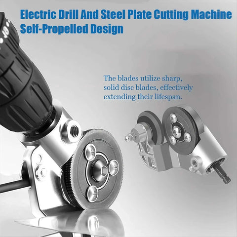 Electric drill nibbler sheet metal cutting tool attachment with adapter for cutting iron, steel, copper, aluminum and white sheet metal.