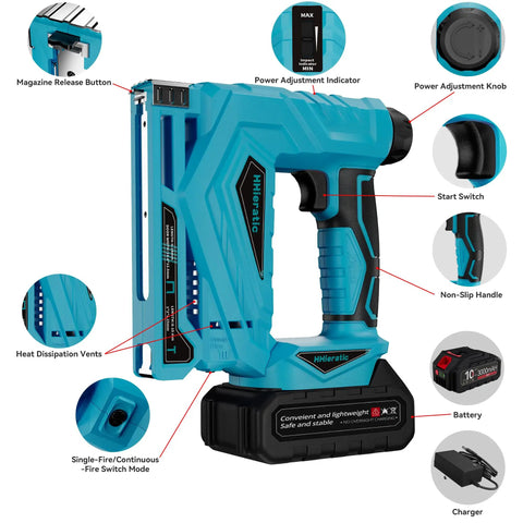 Heavy Duty 2 In 1 Cordless Brad Nailer And Stapler Combo With 18 Volt Battery No Sweat Upholstery And Diy Woodworking Smooth Operator Includes 2000 Staples And 18 Gauge Nails For Pros