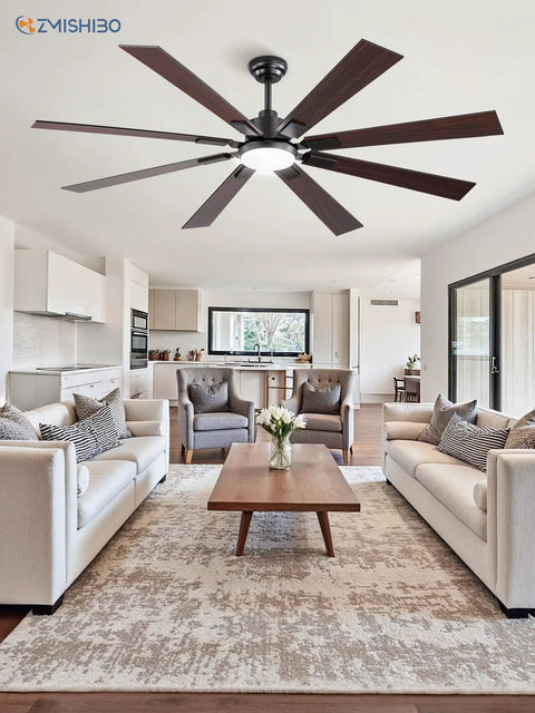 65 Inch Ceiling Fan With Lights And Remote Black Finish in modern living room