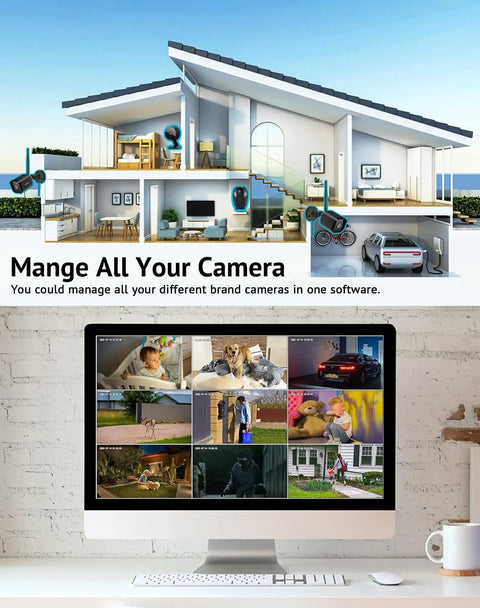 Two Pack Outdoor Security Cameras 1080P HD With AI Human Detection Weatherproof IP65 Two Way Audio Clear Night Vision shown in software