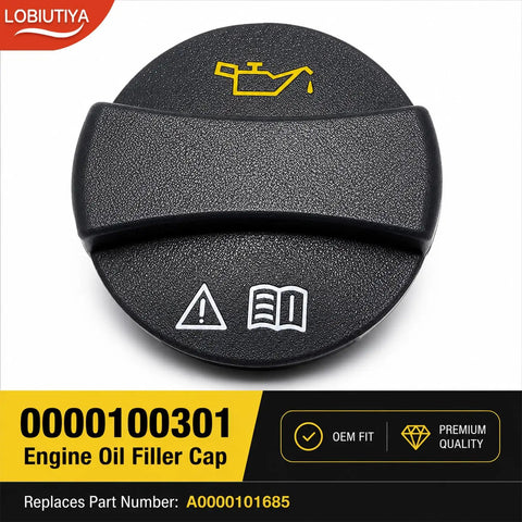 Mercedes Benz Engine Oil Fill Cap Replacement 0000100301 Drop In Fit Black OEM Style Cap Top View