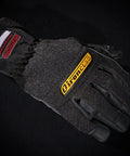 Heat Resistant Work Gloves With Kevlar Liner And HotShield Technology Reinforced Palm For Superior Heat And Cut Protection Up To 450 Degrees Fahrenheit Durable Black Pair For Welding Metalworking And More shown from top view highlighting reinforced palm.