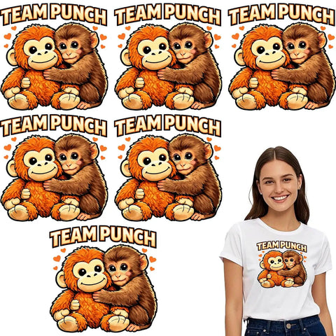 6 Pack Cute Babys Monkey DTF Transfers Pack For T Shirts And DIY Clothing Ready To Press Heat Transfer Stickers 7x7