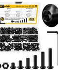 M6 Hardware Kit 240 Pieces Built Tough Alloy Steel Nuts Bolts With Button Head Socket Cap Bolts Flat Washers And Hex Wrenches
