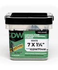 Massive White Ceramic Coated T-15 Star Drive Screws Tailored For Garage Door Weather Strip Sealing One Whole Quarter Inch Long By Size Seven Featuring A Round Washer Head And Grippy Knurled Shank Packed At Two Hundred Twenty Two Pieces Built Dang Tough in a container