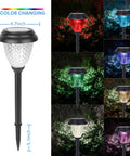 8 Pack Color Changing Solar Pathway Lights Outdoor Waterproof For Garden And Yard with color variations and dimensions shown