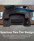 Top view of Pro Plus 36 Adjustable Desk Converter With 11 Height Settings For Dual Monitor Sit Stand Desk Riser setup