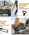 Foldable Stair Climbing Cart With Triangular Wheels For Groceries And Laundry being pulled up stairs