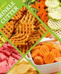 JAYVAR Crinkle Cutter, stainless steel kitchen tool for crinkle-cut potatoes; fries and veggie slices collage