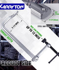 Beefy Two Pack 12 Inch F Style Welding Clamps With Replaceable Pads, Five And One Half Inch Deep Throat, Drop Forged Steel, 2900 Pound Clamping Force For Industrial DIY Projects And Heavy Duty Jigs shown with 12-inch jaw opening and 5.5-inch throat