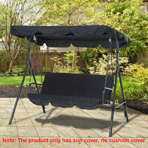 Go To Replacement Outdoor Swing Canopy Top Cover for Patio and Backyard, Fits Porch Swing Glider in Black, 74.80 x 51.97 x 5.91 Inches, Easy Wash, 190T Polyester Taffeta, Only Cover; shown on swing frame
