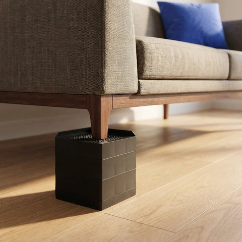 Square Silicone Furniture Leg Pads With Awesome Non Skid Grip Giving Extra Height Boost To Sofa And Chair Legs Keeping Floors Safe