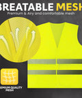 High Visibility Safety Vest 10 Pack Neon Yellow Mesh With Reflective Silver Strips 360 Degree Hi Vis For Work and Sports