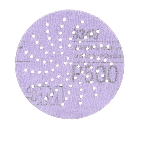 Cubitron II Hookit Clean Sanding Abrasive Disc 31465 For Automotive Sanding 3 Inch 500 Plus Grit with multi-hole pattern.