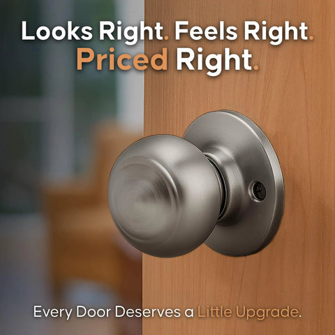Colonial Passage Interior Door Knob Satin Stainless 1 Pack Heavy Duty Door Knob With Easy Install And Reversible Design For Bedroom Bathroom And Closets ANSI Grade 3 Certified No Locking Hallway Door Knob