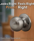 Colonial Passage Door Knob Set Satin Stainless on Wood Door for Bedroom or Bathroom