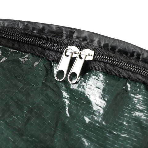 Zipper detail of Pop Up 29.5 Gallon Outdoor Trash Can Collapsible For Parties, Yard Work, Camping, Or Laundry With Secure Zip Lid