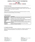 General product safety information sheet for cases and bags, detailing risk assessment and compliance for transport and storage.